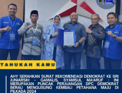 AHY Serahkan Surat Rekomendasi Demokrat Ke Sri Juniarsih – Gamalis, Syamsul Ma’aruf : Ini Merupakan Puncak Perjuangan DPC Demokrat Berau Mengusung Kembali Petahana Maju di Pilkada 2024