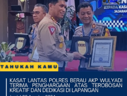 Kasat Lantas Polres Berau AKP Wulyadi Terima Penghargaan atas Terobosan Kreatif dan Dedikasi di Lapangan