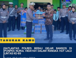 Satlantas Polres Berau Gelar Bansos di Ponpes Nurul Hidayah dalam Rangka HUT Lalu Lintas ke-69