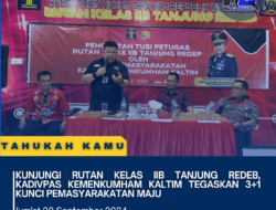 Kunjungi Rutan Kelas IIB Tanjung Redeb, Kadivpas Kemenkumham Kaltim Tegaskan 3+1 Kunci Pemasyarakatan Maju