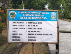 Desa Kedungrejo Balerejo Manfaatkan Dana BKK Bangun Rabat Jalan