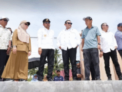 Tinjau Proyek Penahan Abrasi Pantai Biduk – Biduk , Gubernur Harum : Pesisir Pantai Tanami Bakau