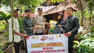 Sambut HUT Bhayangkara ke-80, Polsek Pasaman Polres Pasaman Barat Salurkan Bantuan Sembako ke 5 Keluarga Kurang Mampu di Nagari Lingkuang Aua