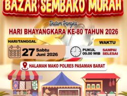 Sambut HUT Bhayangkara ke-80, Polres Pasaman Barat Gelar Bazar Sembako Murah di Halaman Mako untuk Ringankan Beban Ekonomi Masyarakat Pasaman Barat