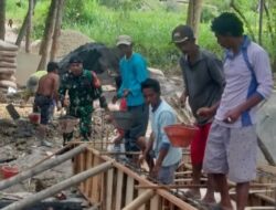 Babinsa Koramil 0826-11/Batumarmar Pimpin Karya Bakti Pembangunan Jembatan Beton, Wujud Kepedulian TNI untuk Akses Jalan Warga di Ponjenan Timur