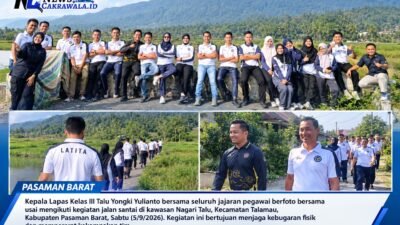 Jaga Kebugaran dan Kekompakan, Lapas Kelas III Gelar Jalan Santai Bersama Pegawai 