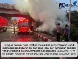 Kebakaran Kolong Jembatan Kanggraksan Cirebon Berhasil dipadamkan Dalam 1 Jam, Polsek Selting Bersinergi Dengan Damkar