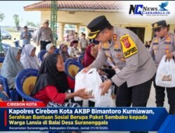 Kapolres Cirebon Kota Salurkan Bansos Untuk Warga Suranenggala 