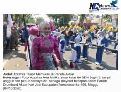 Tampil Anggun di Barisan Depan, Azzahra Alea Malika Curi Perhatian di Parade Drumband Hari Jadi Pamekasan ke-496