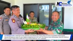 Soliditas TNI-Polri Terjaga, Polsek Sokobanah Beri Kejutan Tumpeng di HUT ke-81 TNI