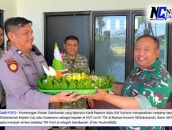 Soliditas TNI-Polri Terjaga, Polsek Sokobanah Beri Kejutan Tumpeng di HUT ke-81 TNI