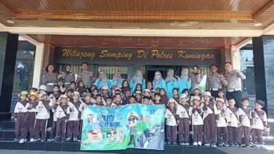 Dukungan Pendidikan Karakter Usia Dini, Sat Lantas Polres Kuningan Sambut Puluhan Siswa TK Negeri Luragung Landeuh
