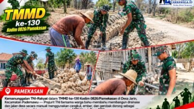 Jejak ABRI Masuk Desa 1980 Hidup Lagi di TMMD Jarin, Kodim Pamekasan Bangun Desa dengan Cangkul dan Gotong Royong